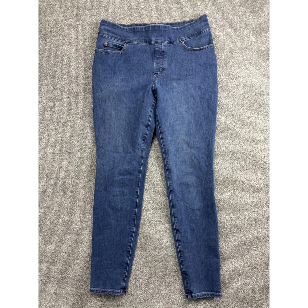 Duluth Jegging Jeans Womens 12 Blue Medium Wash Mid Rise Pull On Stretch 34x29.5
